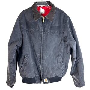 Carhartt Black Canvas Quilted Jacket XL Tall Faded Brass Zipper JQ2115